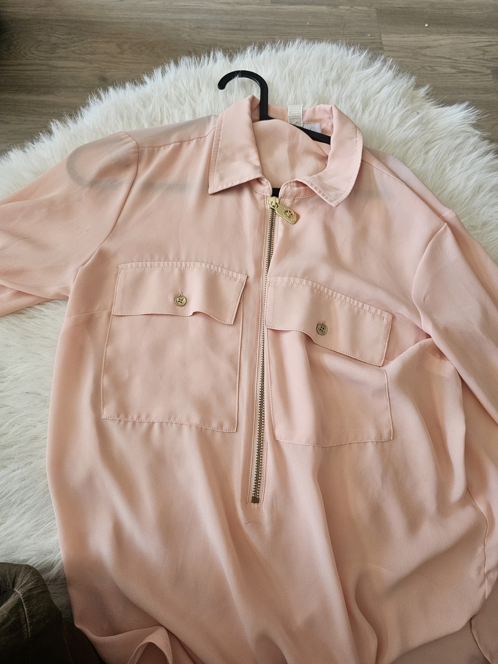 Michael Kors Blush Zip-Front Utility Jacket